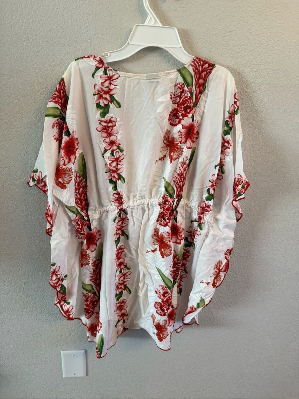 Favant Hawaii Floral Kaftan Top Drawstring Waist One Size Resort Wear